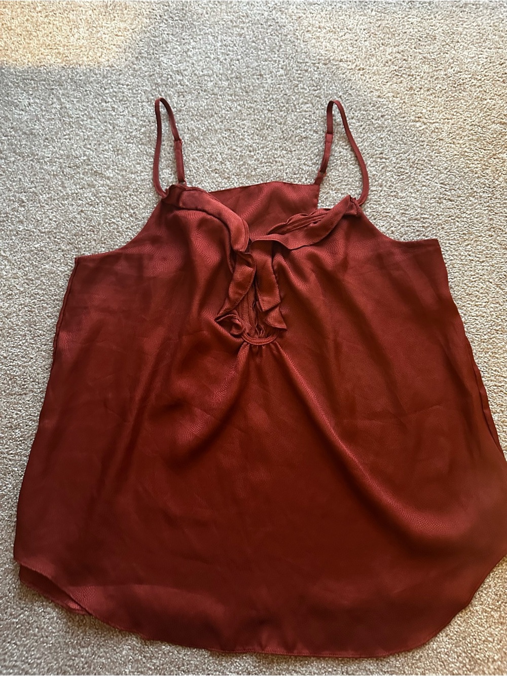 Apostrophe Rust Camisole with Ruffle Detail